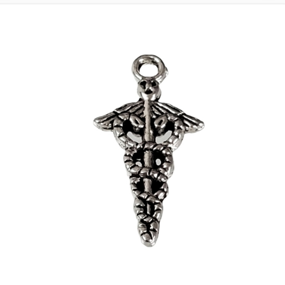 Set of 15 Caduceus Silver Tone Charms *
